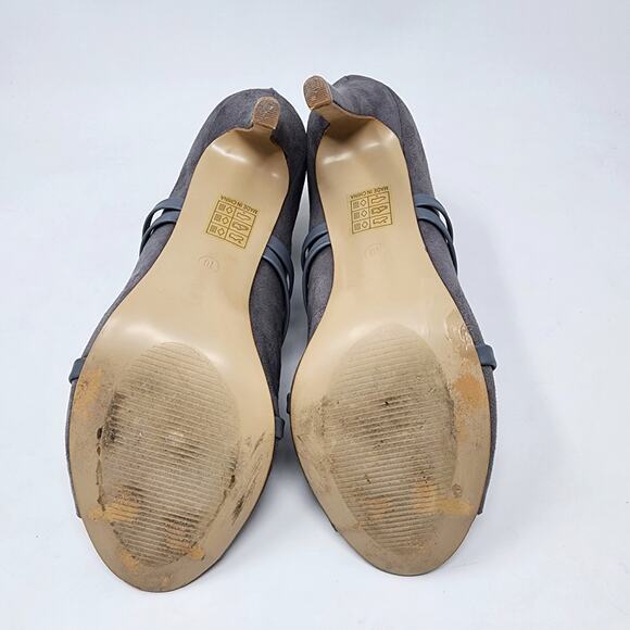 Journee Booties Women 10 Samara Grey Faux Suede Peep-toe Strappy Zip 003065 - Picture 9 of 11